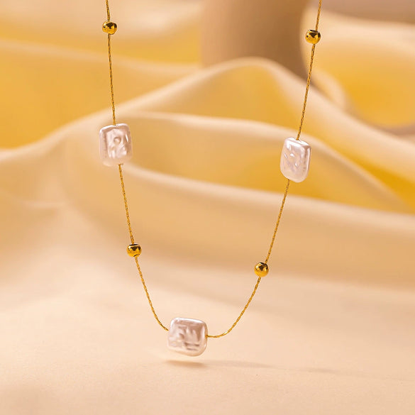 Wholesale Geometric Electroplated Titanium Steel Double Layer Necklace For Women