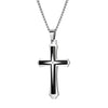 Wholesale Geometric Electroplated Titanium Steel Doublelayer Twocolor Unisex Cross Pendant Necklace With String Of Pearls Chain