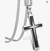Wholesale Geometric Electroplated Titanium Steel Doublelayer Twocolor Unisex Cross Pendant Necklace With String Of Pearls Chain