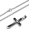 Wholesale Geometric Electroplated Titanium Steel Doublelayer Twocolor Unisex Cross Pendant Necklace With String Of Pearls Chain