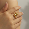 Wholesale Geometric Electroplated Titanium Steel Drop Ring With Niche Design For Unisex