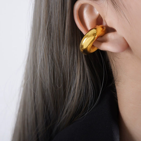 Wholesale Geometric Electroplated Titanium Steel Ear Clips For Girls Fashion Jewelry