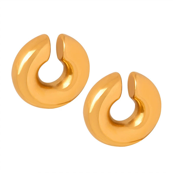 Wholesale Geometric Electroplated Titanium Steel Ear Clips For Girls Fashion Jewelry