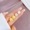 Wholesale Geometric Electroplated Titanium Steel Round Smiley Minimalist Earrings For Men And Women