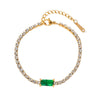 Wholesale Geometric Emerald Zircon Goldplated Stainless Steel Bracelet For Women And Unisex