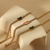 Wholesale Geometric Emerald Zircon Goldplated Stainless Steel Bracelet For Women And Unisex