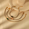 Wholesale Geometric Emerald Zircon Goldplated Stainless Steel Bracelet For Women And Unisex