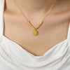 Wholesale Geometric English Letter Square Pendant Beaded Titanium Steel Necklace With Electroplated Design For Unisex