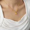 Wholesale Geometric English Letter Square Pendant Beaded Titanium Steel Necklace With Electroplated Design For Unisex