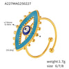 Wholesale Geometric Evil Blue Eye Stainless Steel Enamel Glaze Gold Plated Adjustable Ring For Unisex