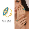 Wholesale Geometric Evil Blue Eye Stainless Steel Enamel Glaze Gold Plated Adjustable Ring For Unisex