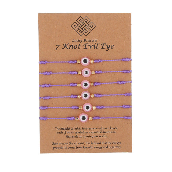 Wholesale Geometric Evil Eye Woven Adjustable Bracelet With Electroplating