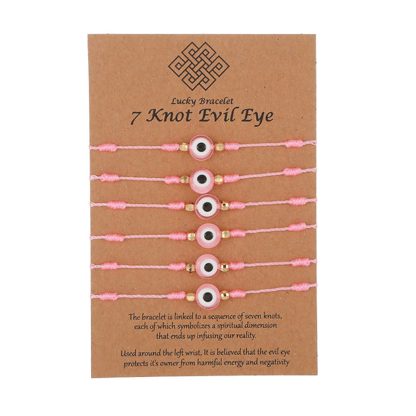 Wholesale Geometric Evil Eye Woven Adjustable Bracelet With Electroplating