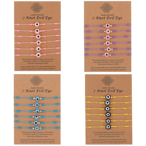 Wholesale Geometric Evil Eye Woven Adjustable Bracelet With Electroplating