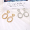 Wholesale Geometric Exaggerated Circle Relief Frosted Alloy Earrings For Ladies With Electroplating Treatment