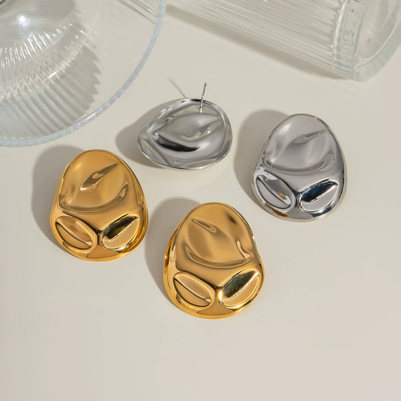 Wholesale Geometric Exaggerated High End Temperament Earrings For Women Made Of Titanium Steel And Stainless Steel With Pvd Vacuum Real Gold Electroplating