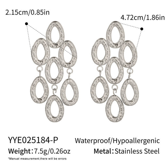 Wholesale Geometric Exaggerated Water Drop Tassel Earrings For Girls Titanium Steel Jewelry With Pvd Vacuum Real Gold Electroplating