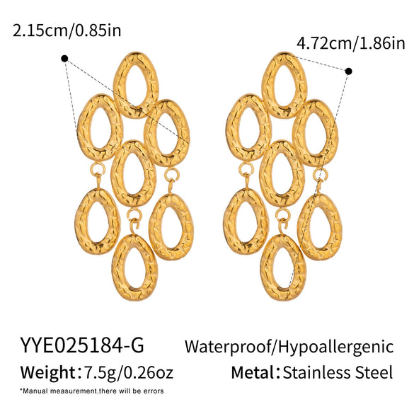 Wholesale Geometric Exaggerated Water Drop Tassel Earrings For Girls Titanium Steel Jewelry With Pvd Vacuum Real Gold Electroplating