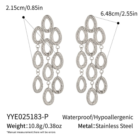Wholesale Geometric Exaggerated Water Drop Tassel Earrings For Girls Titanium Steel Jewelry With Pvd Vacuum Real Gold Electroplating