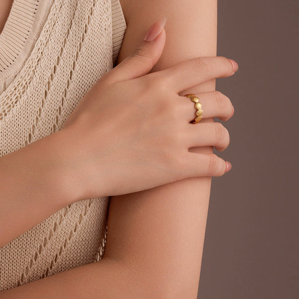 Wholesale Geometric Fan Shape Stainless Steel Open Ring 18K Gold Plated Electroplated For Women