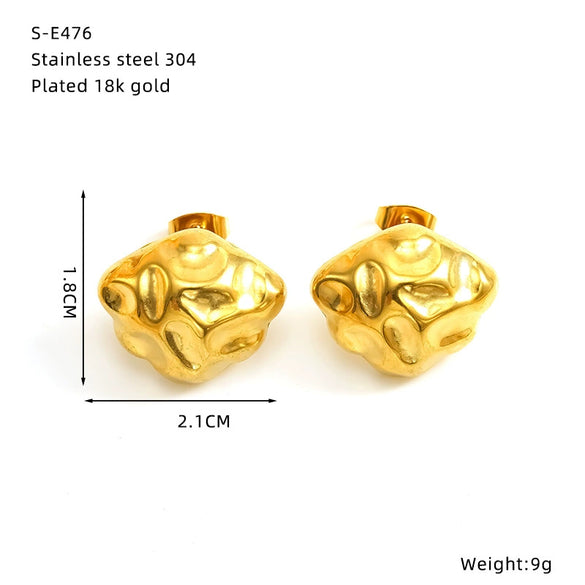 Wholesale Geometric Fanshaped Electroplated Titanium Steel Earrings For Women