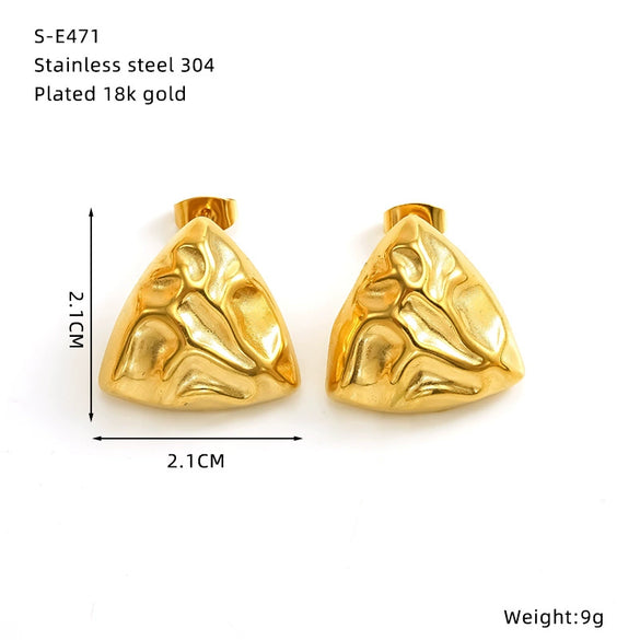 Wholesale Geometric Fanshaped Electroplated Titanium Steel Earrings For Women