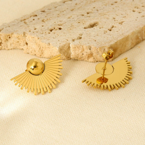 Wholesale Geometric Fanshaped Stainless Steel Electroplated Earrings For Women