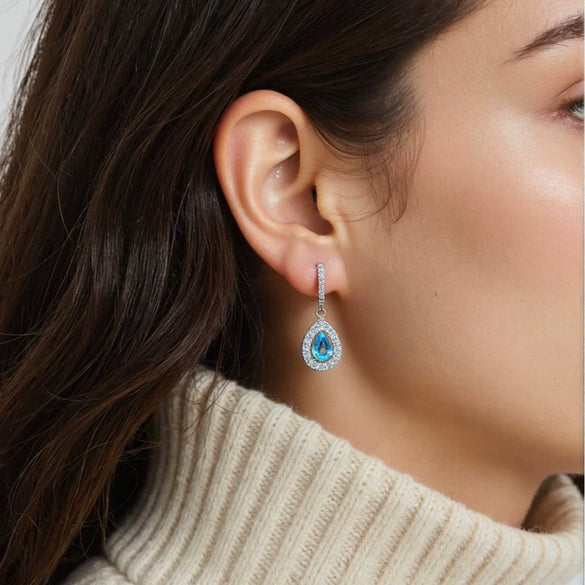 Wholesale Geometric Fashion S925 Sterling Silver Natural Gemstone Amethyst Citrine Topaz Earrings For Women