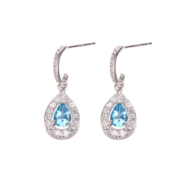 Wholesale Geometric Fashion S925 Sterling Silver Natural Gemstone Amethyst Citrine Topaz Earrings For Women