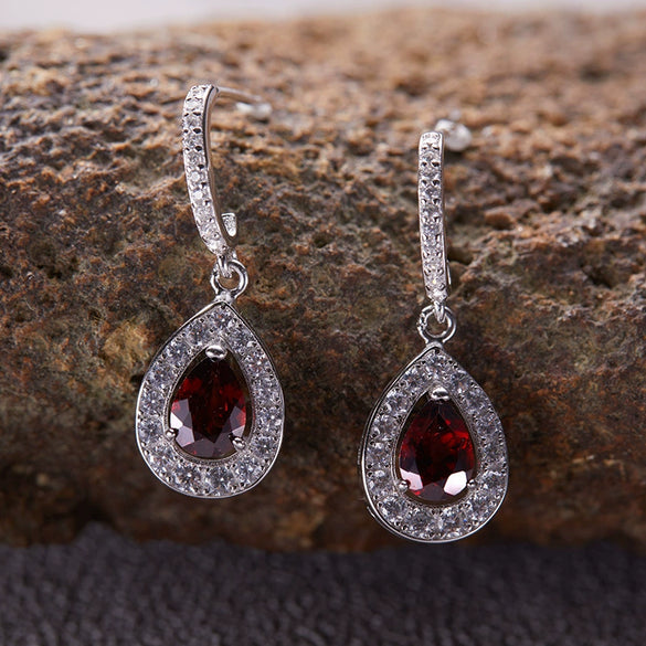 Wholesale Geometric Fashion S925 Sterling Silver Natural Gemstone Amethyst Citrine Topaz Earrings For Women