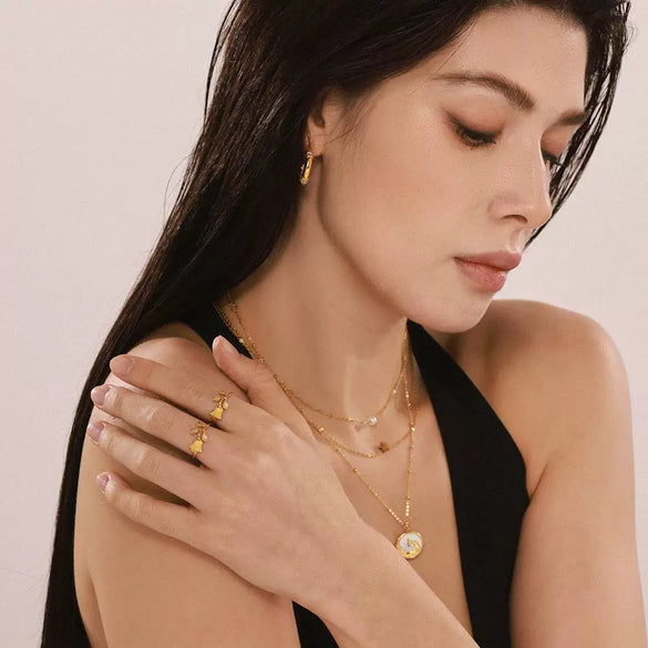 Wholesale Geometric Ferris Wheel And Tulip Ring Titanium Steel Electroplated Unisex Light Luxury Style