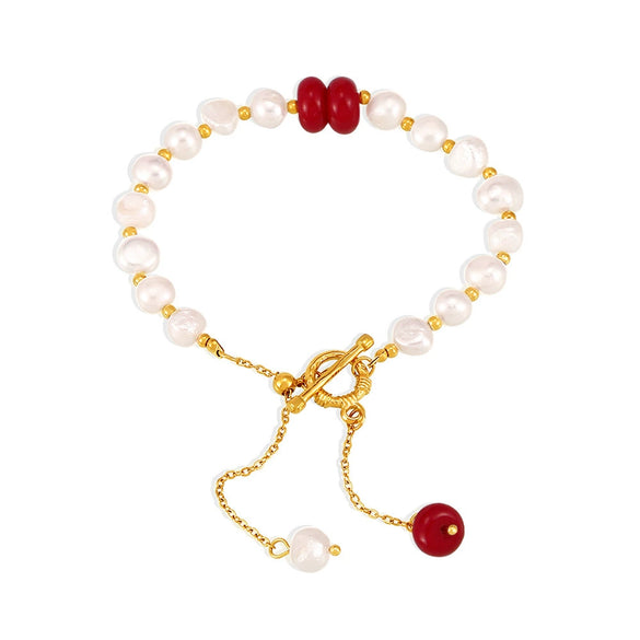 Wholesale Geometric Ferris Wheel Electroplated Stainless Steel And Freshwater Pearl Bracelet For Unisex