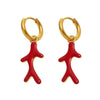 Wholesale Geometric Ferris Wheel Exaggerated Elegant Red Coral Oil Drop Enamel Glaze Stainless Steel 18K Gold Plated Earrings For Women And Men