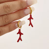 Wholesale Geometric Ferris Wheel Exaggerated Elegant Red Coral Oil Drop Enamel Glaze Stainless Steel 18K Gold Plated Earrings For Women And Men