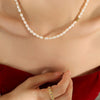 Wholesale Geometric Ferris Wheel Freshwater Pearl Necklace With Titanium Steel Gold Plated Chain For Women