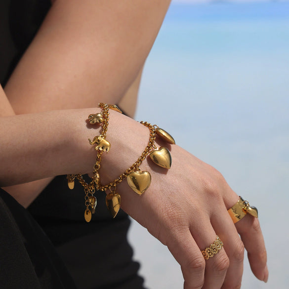 Wholesale Geometric Ferris Wheel Stainless Steel 18K Gold Plated Diy Bracelet For Women