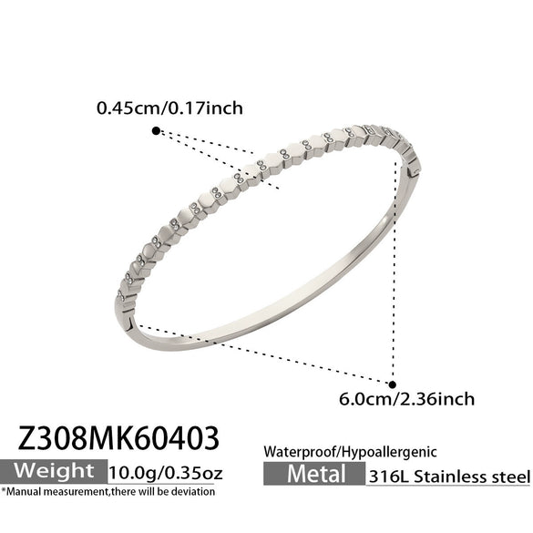 Wholesale Geometric Fivepointed Star And Heartshaped Zircon Inlay Stainless Steel Electroplated Bracelet Set