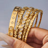 Wholesale Geometric Fivepointed Star And Heartshaped Zircon Inlay Stainless Steel Electroplated Bracelet Set