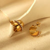Wholesale Geometric Flower Shell Stainless Steel Earrings With Diamonds 18K Gold Plated For Women