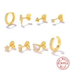 Wholesale Geometric Flower Stacked Earrings Set For Women Silver Electroplated