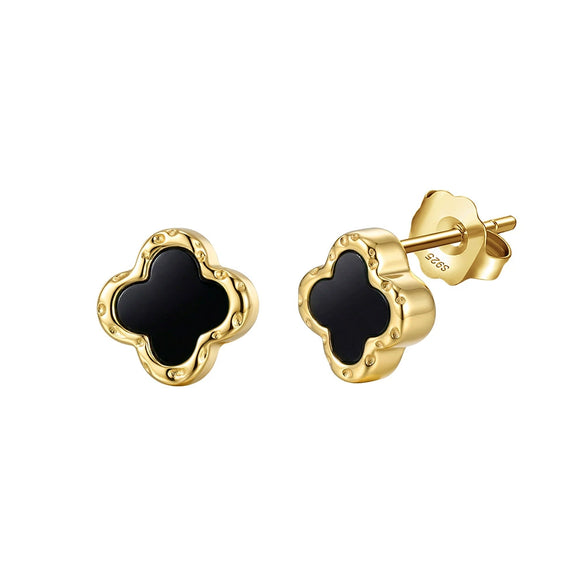 Wholesale Geometric Fourleaf Clover S925 Silver Electroplated Earrings For Women