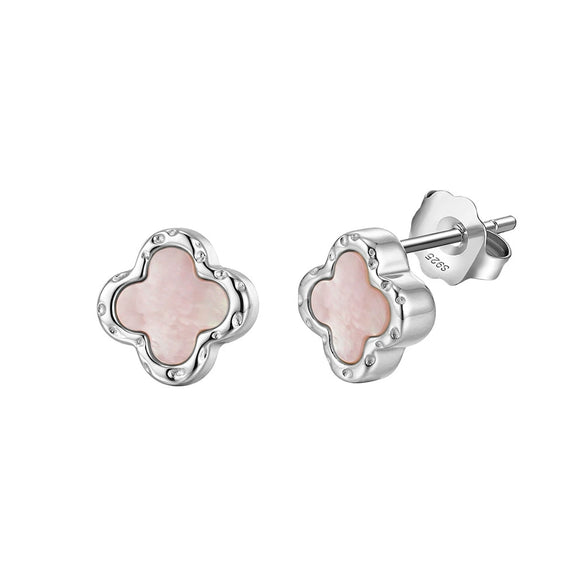 Wholesale Geometric Fourleaf Clover S925 Silver Electroplated Earrings For Women