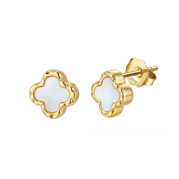 Wholesale Geometric Fourleaf Clover S925 Silver Electroplated Earrings For Women