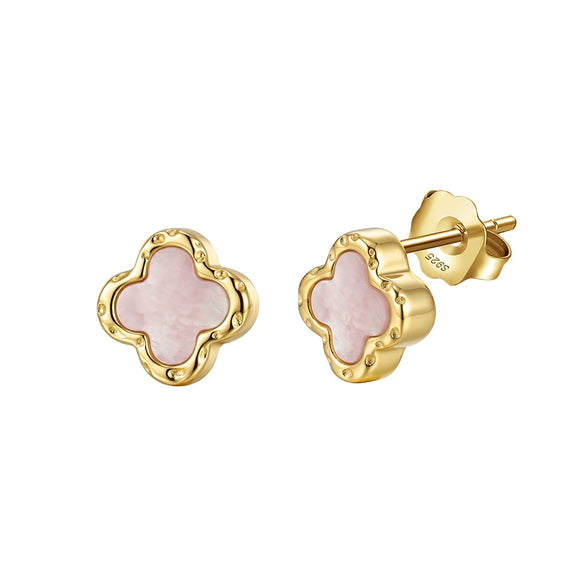 Wholesale Geometric Fourleaf Clover S925 Silver Electroplated Earrings For Women