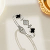 Wholesale Geometric Fourleaf Clover Titanium Steel Rose Gold Electroplated Women's Bracelet