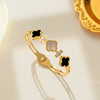 Wholesale Geometric Fourleaf Clover Titanium Steel Rose Gold Electroplated Women's Bracelet