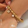 Wholesale Geometric Fourleaf Clover Zircon Pearl Stainless Steel Electroplated 18K Gold Bracelet
