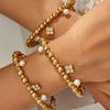 Wholesale Geometric Fourleaf Clover Zircon Pearl Stainless Steel Electroplated 18K Gold Bracelet