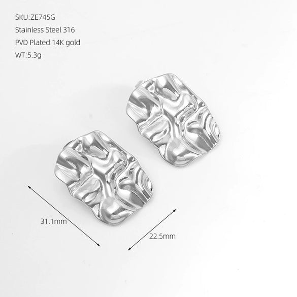 Wholesale Geometric French Retro Style 18K Goldplated Stainless Steel Earrings For Women