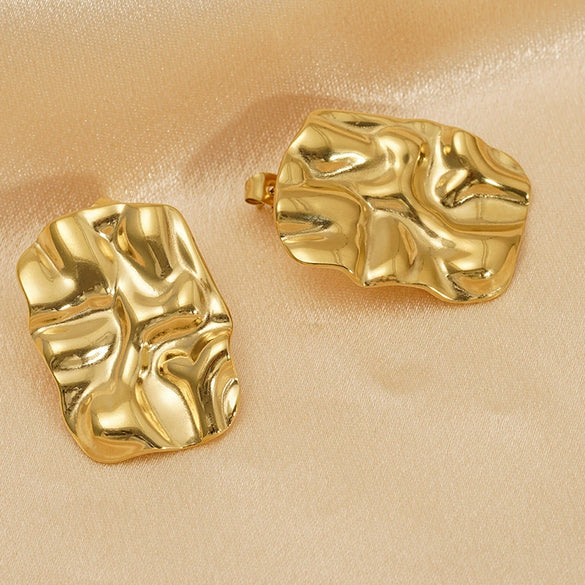 Wholesale Geometric French Retro Style 18K Goldplated Stainless Steel Earrings For Women